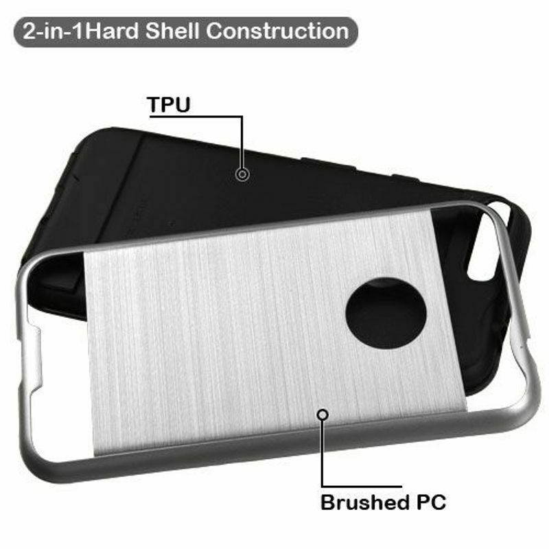 For Google Pixel XL Brushed Metal HYBRID Rubber Hard Case Phone Cover Silver