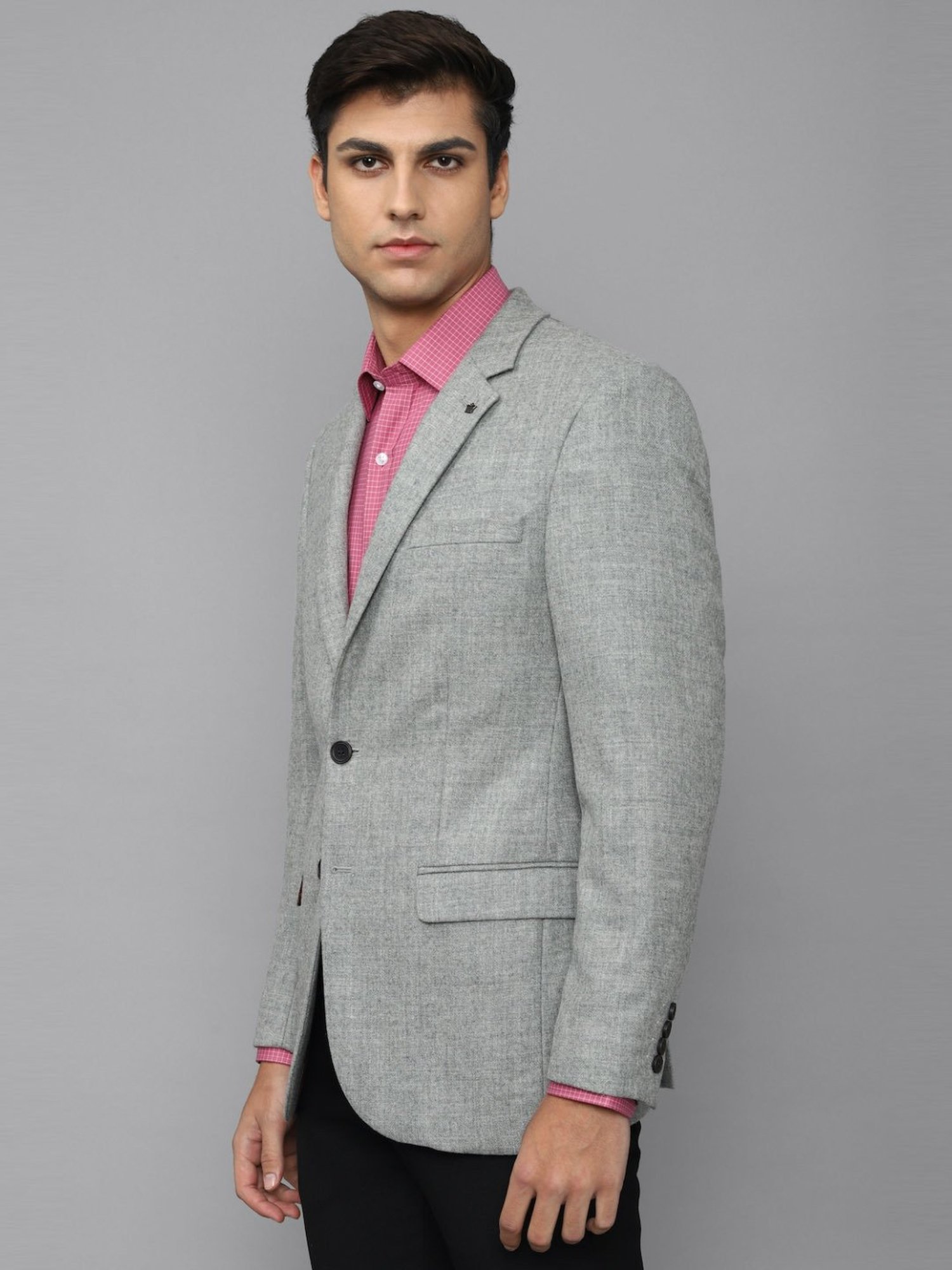 Louis Philippe Grey Regular Fit Texture Blazer