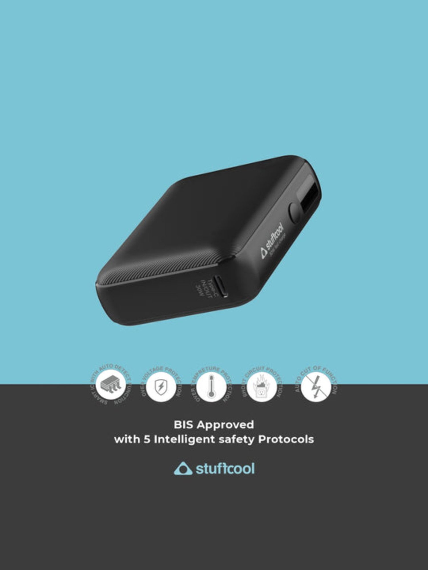 Stuffcool Mega 10000mAh 30W PD PPS Powerbank (Black)