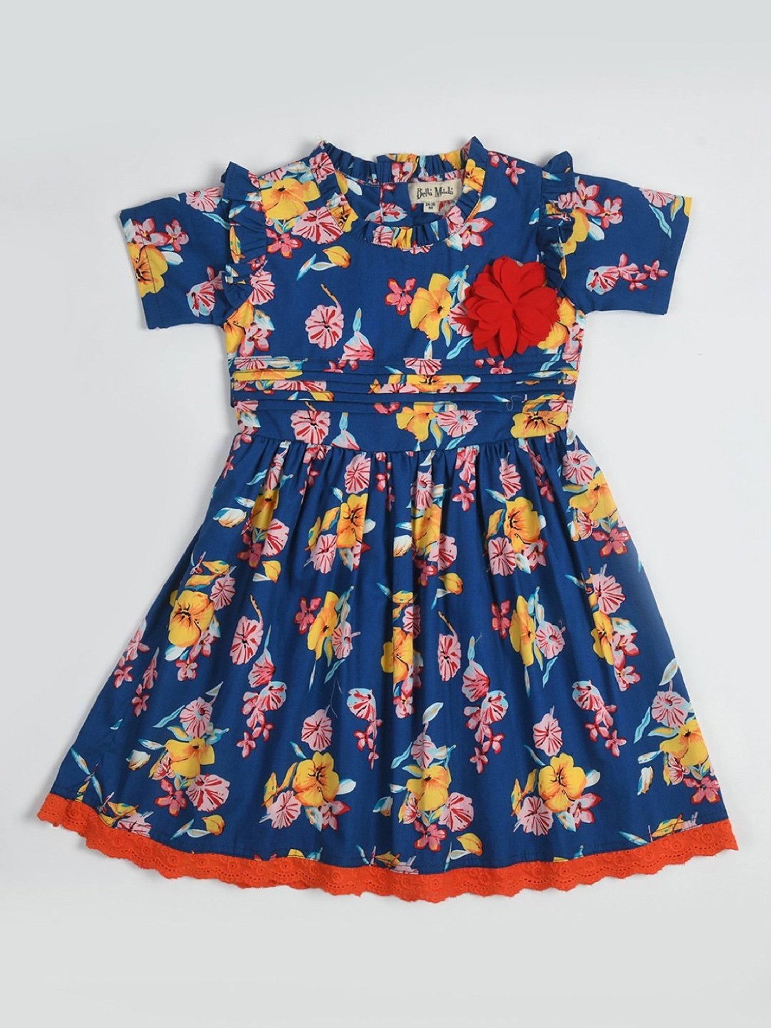 Bella Moda Kids Blue Floral Print Fit & Flare Dress