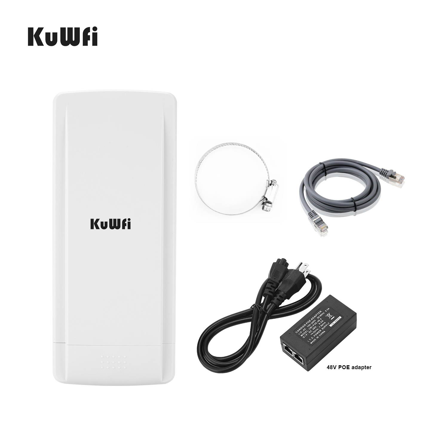 KuWFi Outdoor 4G LTE Router with 48V POE Adapter Outdoor Waterproof 4G LTE CPE Router with Sim Card Slot Gateway/Brigge/Wireless ISP Mode Support B2/B4/B5/B12/B17 Network Band AT&T/T Mobile