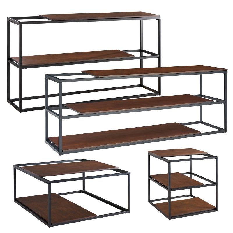 Decklan Sliding Shelf End Table Dark Tobacco/Black - Holly & Martin