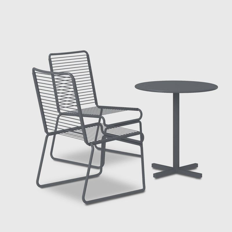 Nyla 3pc Patio Bistro Set - Charcoal Gray - CosmoLiving