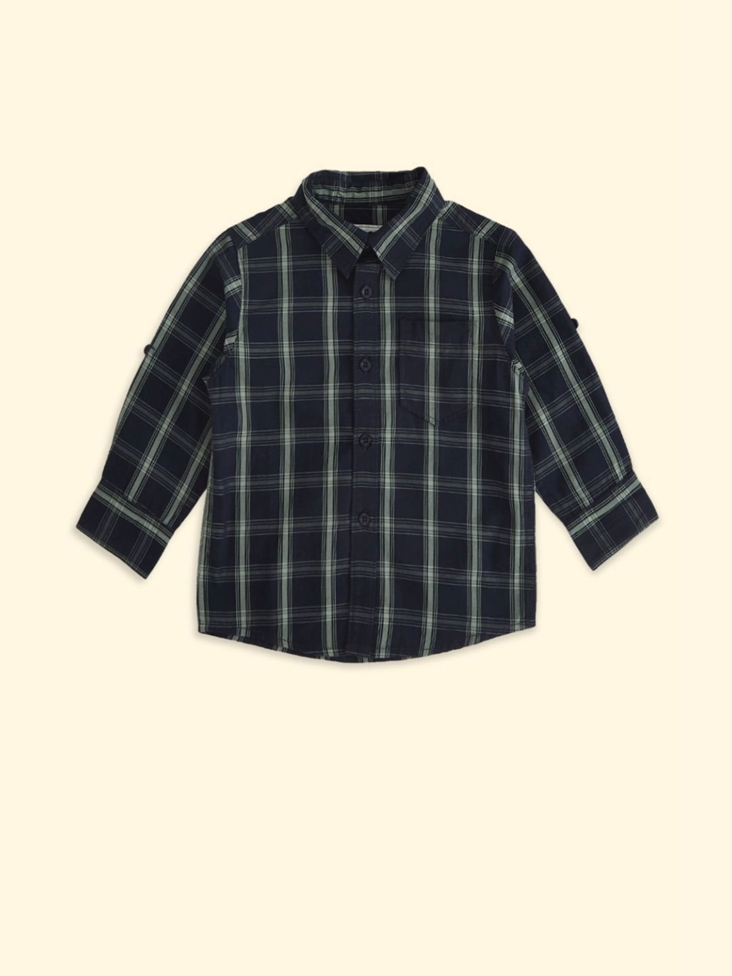 Pantaloons Baby Navy Cotton Chequered Full Sleeves Shirt
