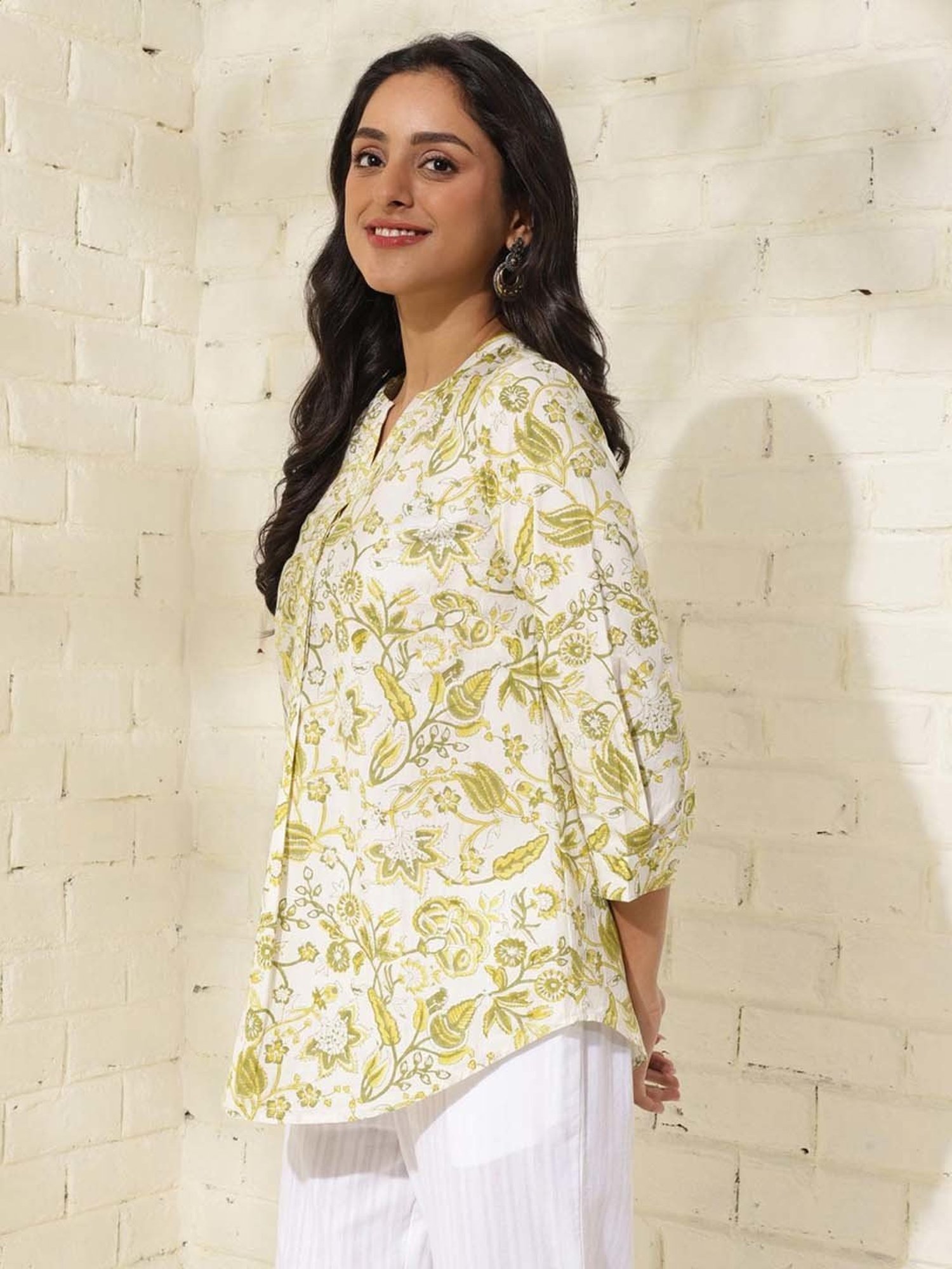 Fabindia Green Cotton Printed Tunic
