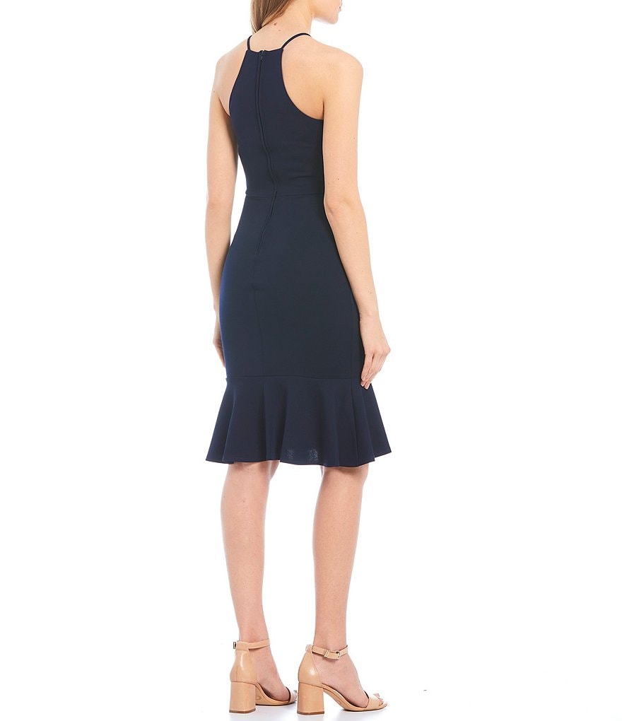 Jump Sleeveless Cowlneck Sheath Satin Dress
