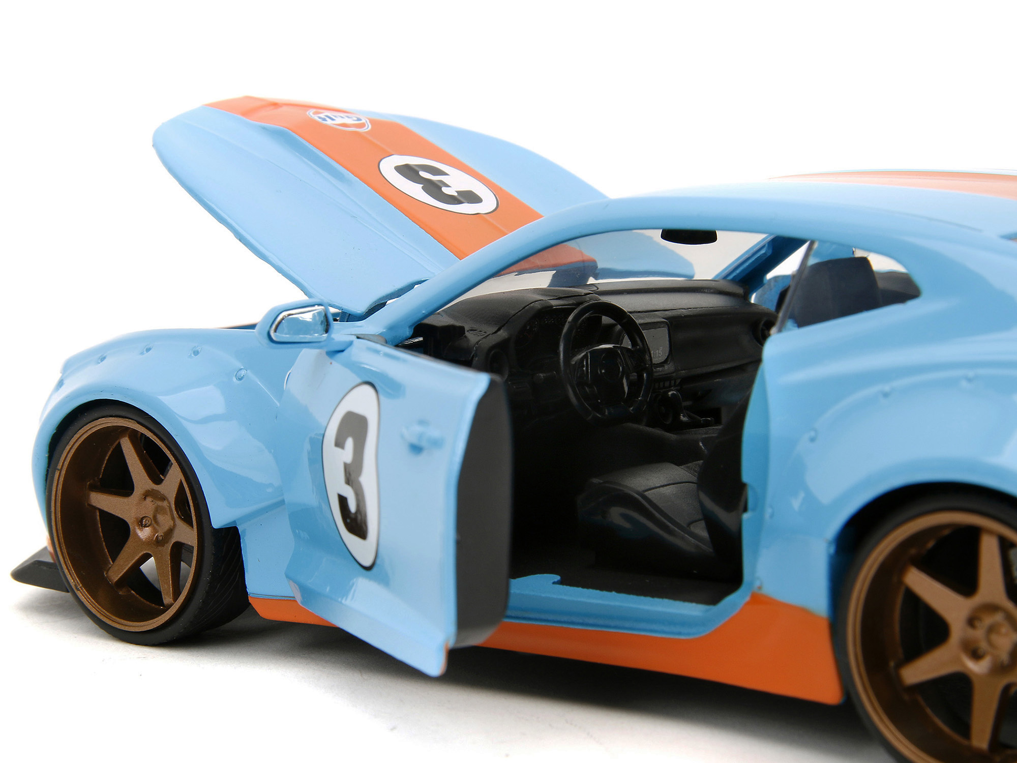 2016 Chevrolet Camaro Widebody #3 Light Blue with Orange Stripes "Gulf Oil" "Wide Body" Series 1/24 Diecast Model Car by Jada