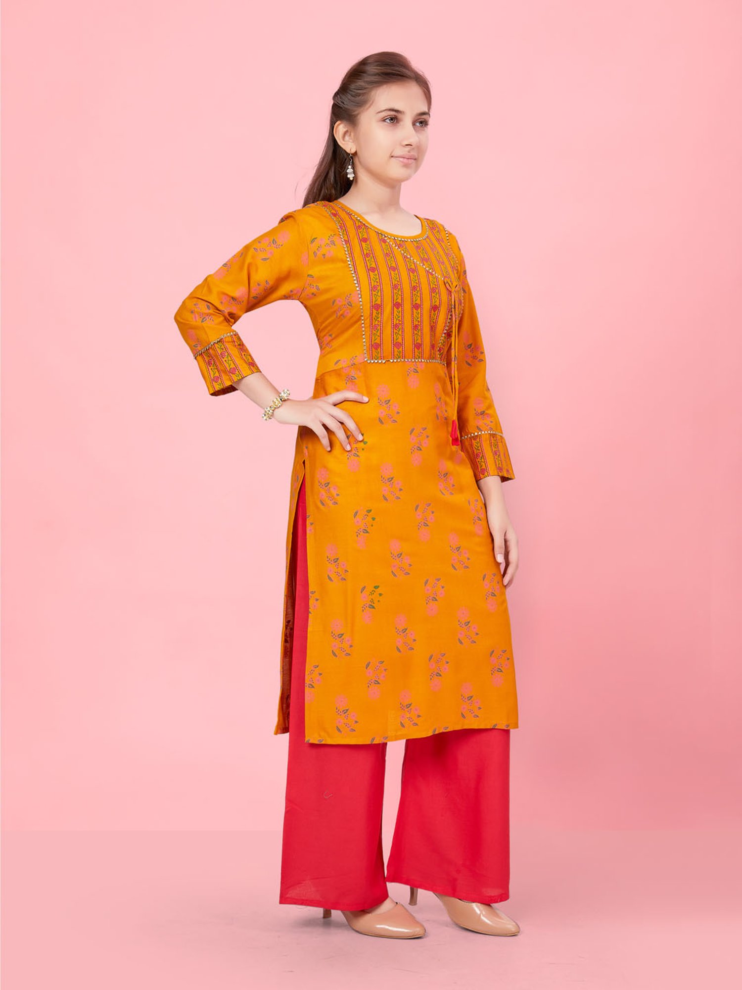 Peppermint Kids Navy Regular Fit Kurta Set