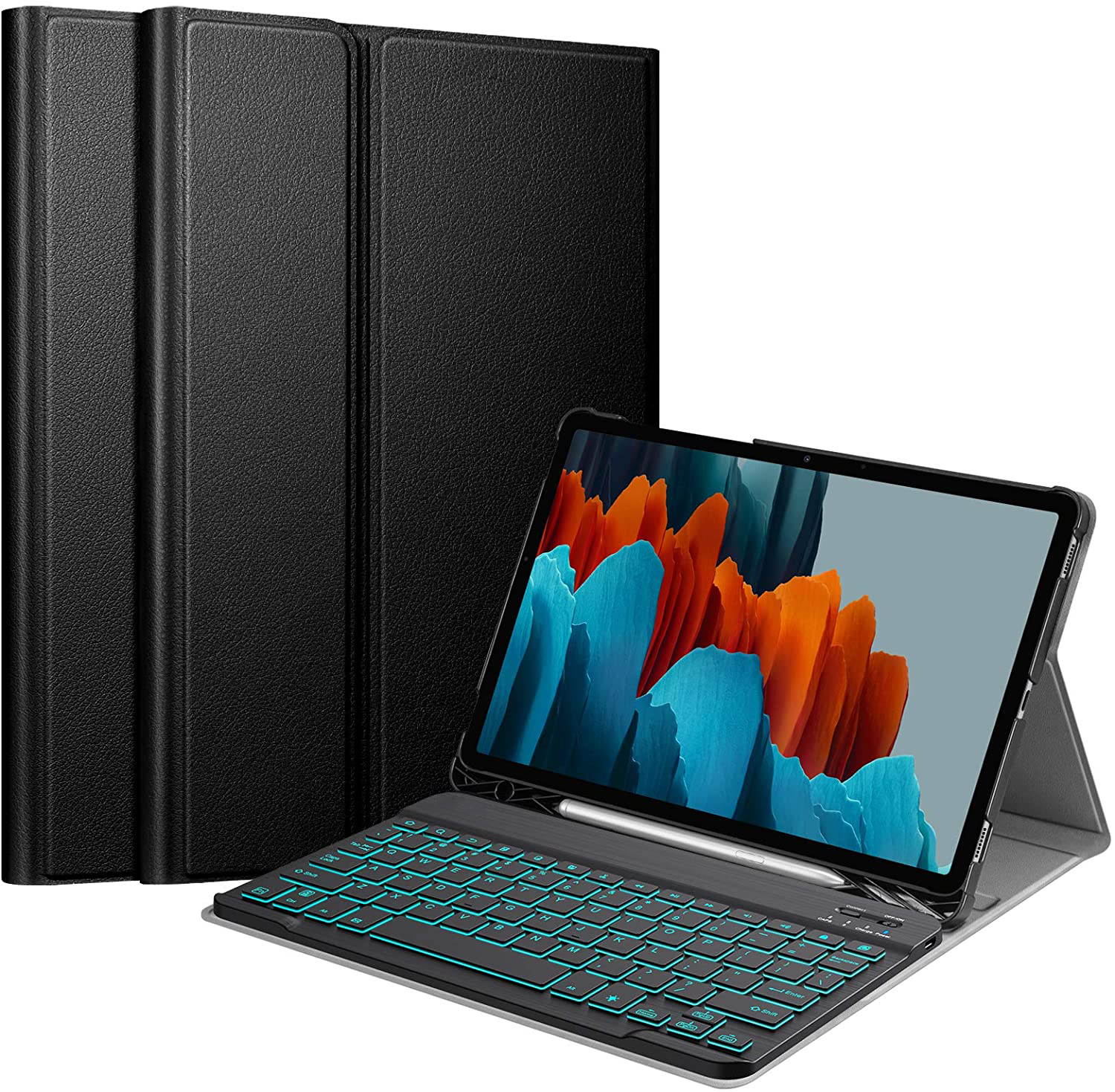 Keyboard Case for Samsung Galaxy Tab S7 11 inch 2020 Model SM-T870 SM-T875 SM-T878 with S Pen Holder, Slim Stand Cover with Detachable Wireless Bluetooth Keyboard, 7 Color Backlight
