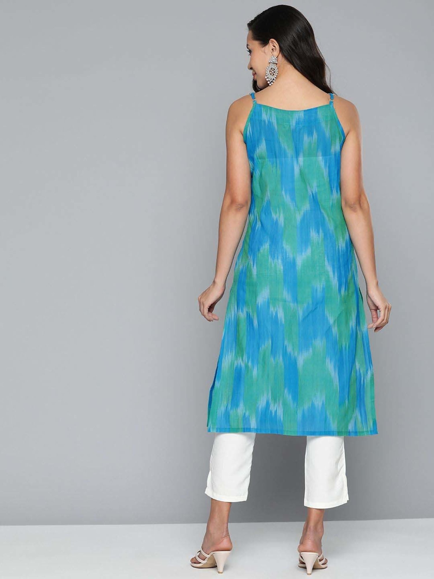 Jompers Blue Straight Printed Kurta