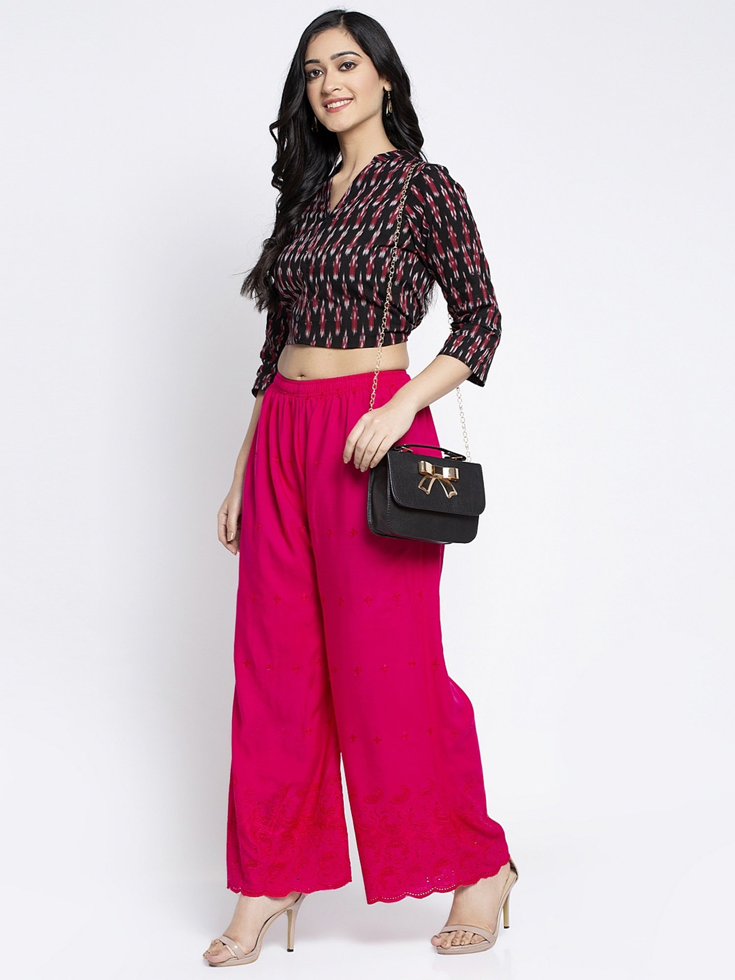 Gracit Multi Flared Fit Rayon Palazzos Pack of - 2