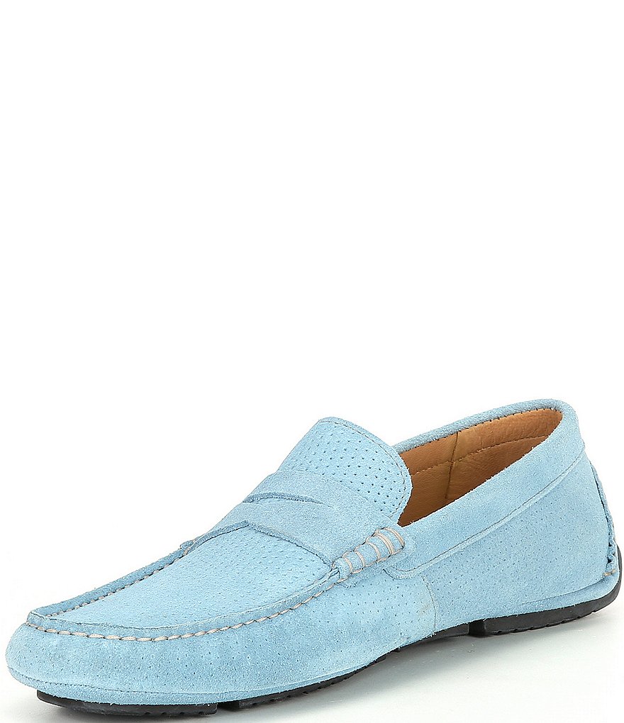 Flag LTD. Men's Morgan Kidsuede Leather Perforated Penny Loafer Moccasins