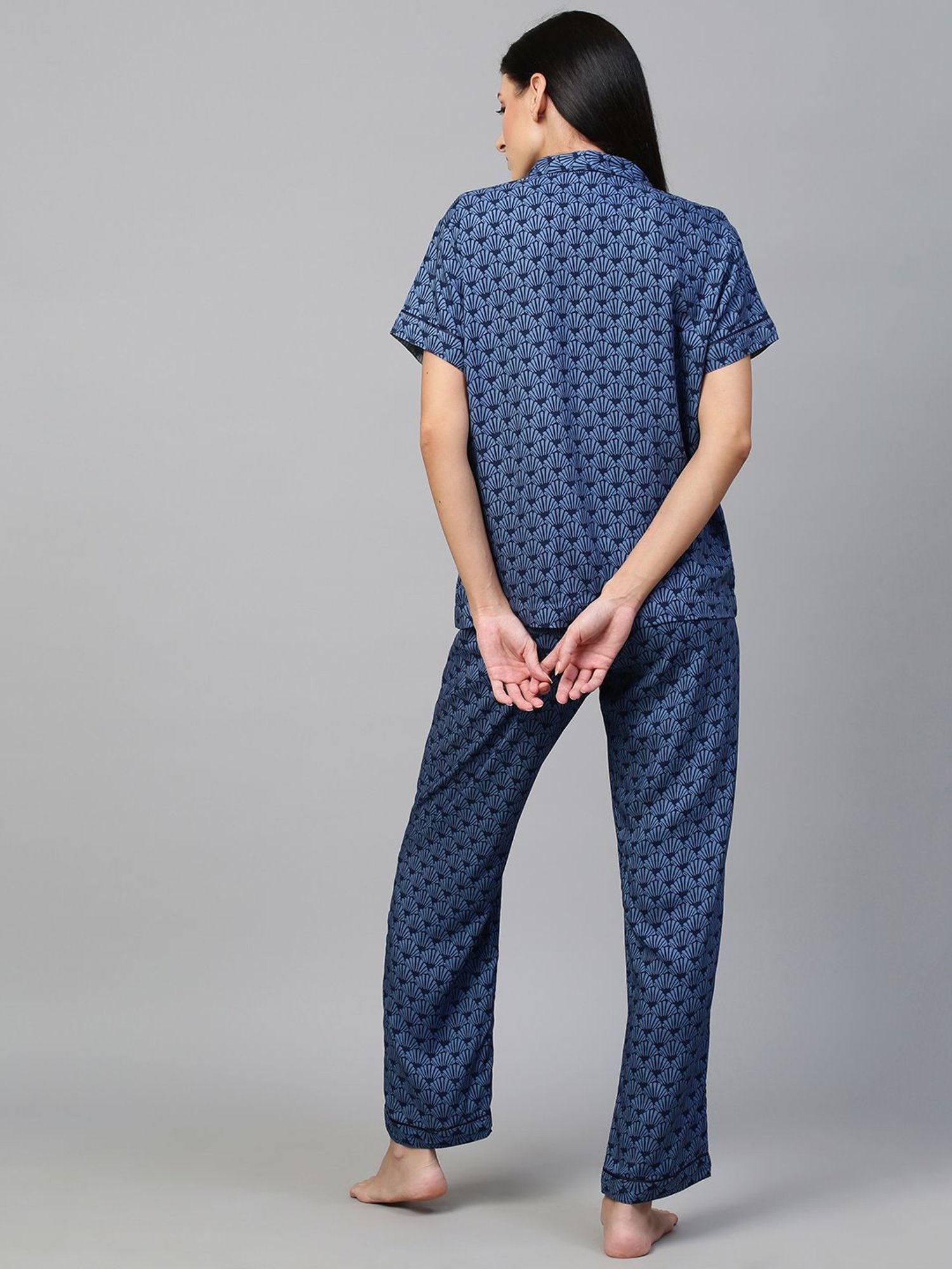 Chemistry Blue Printed Shirt With Pyjamas