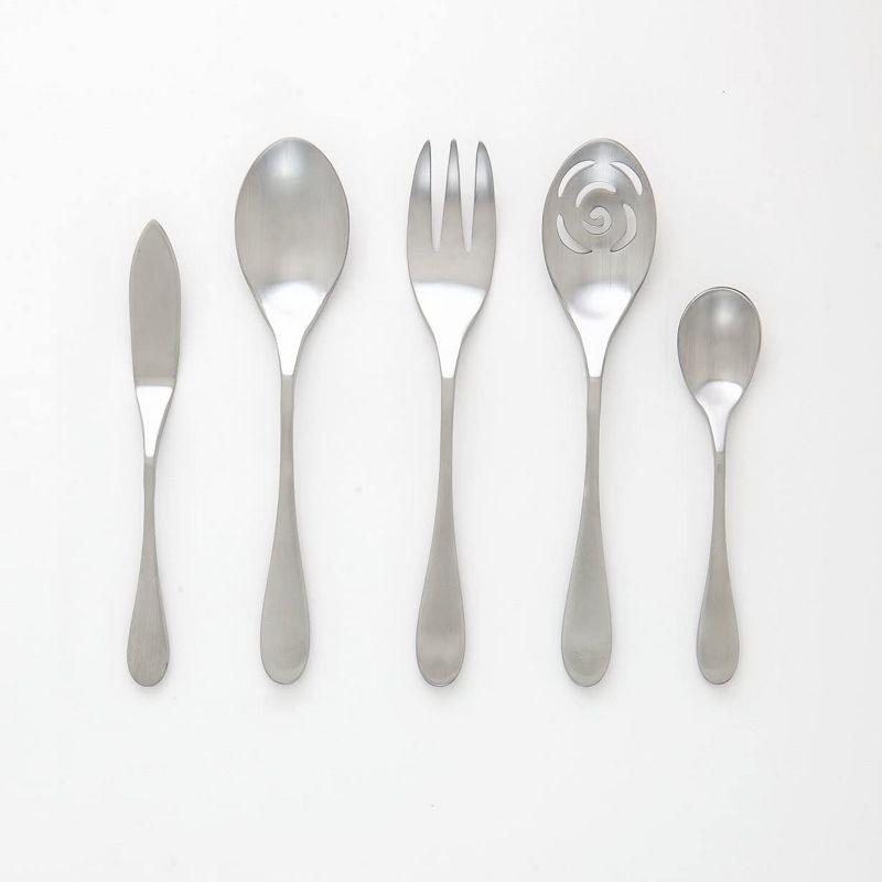 Knork Original 45 Piece Service for 8 18/0 Stainless Steel Dishwasher Safe Silverware Cutlery Utensil Flatware Set, Matte Silver