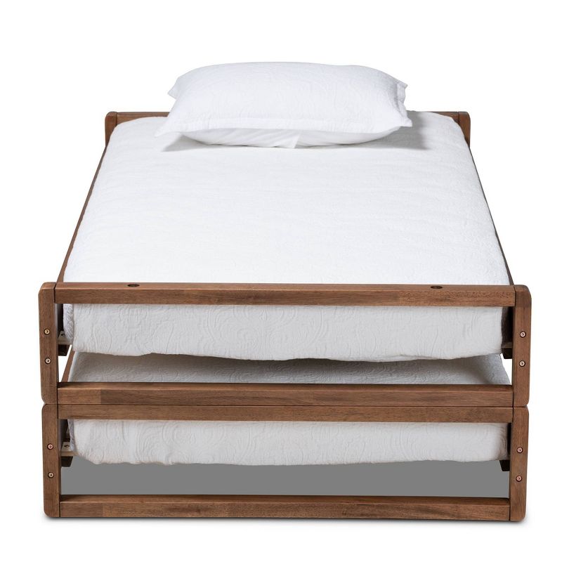 King Klara Wood Expandable Bed Frame Walnut - Baxton Studio