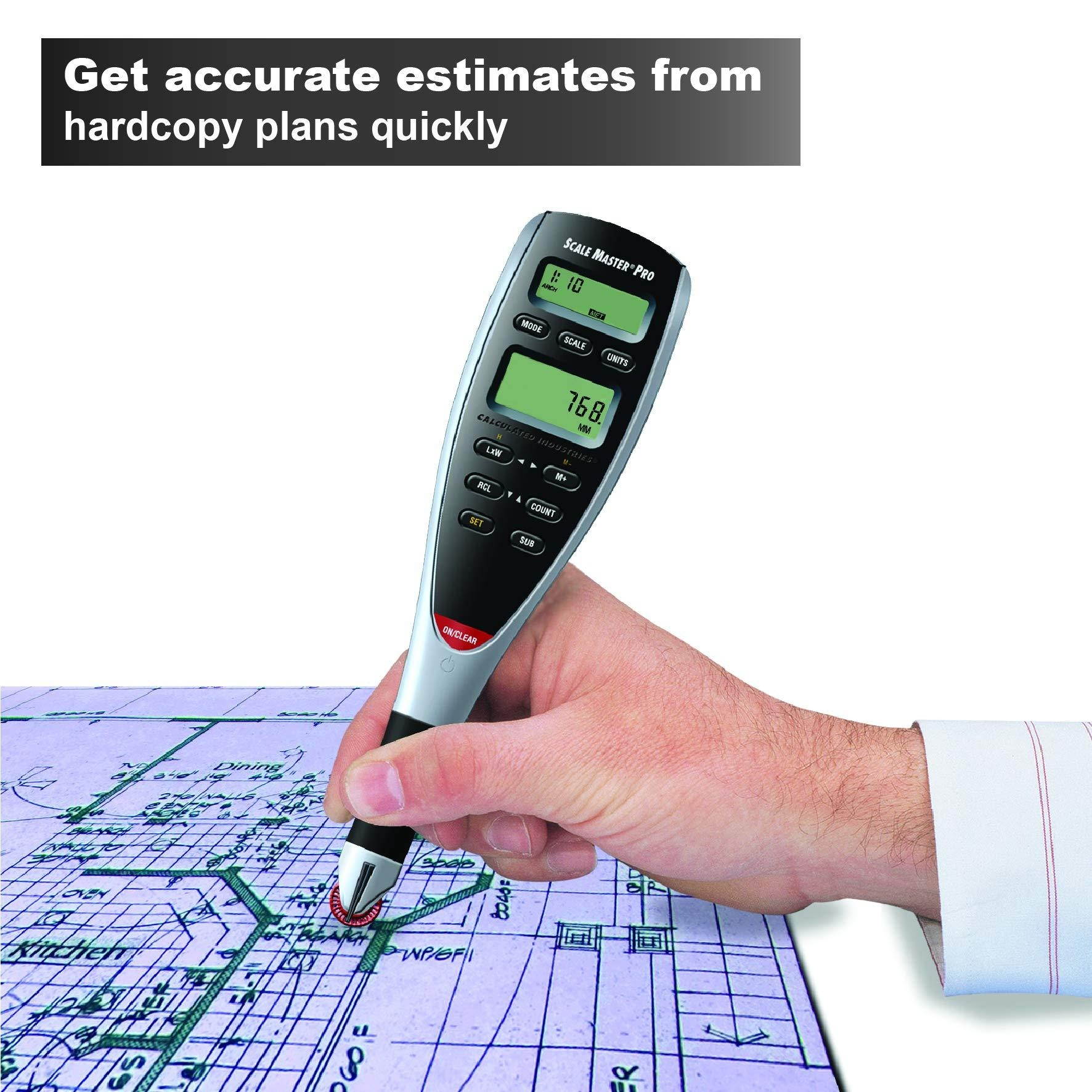 Calculated Industries 6025 Scale Master Pro Digital Plan Measure Take-off Tool | 72 Built-in US Imperial, Metric Scales | 6 Custom Scales for Out-of-Scale Plans | Dedicated Keys for Linear Measuring