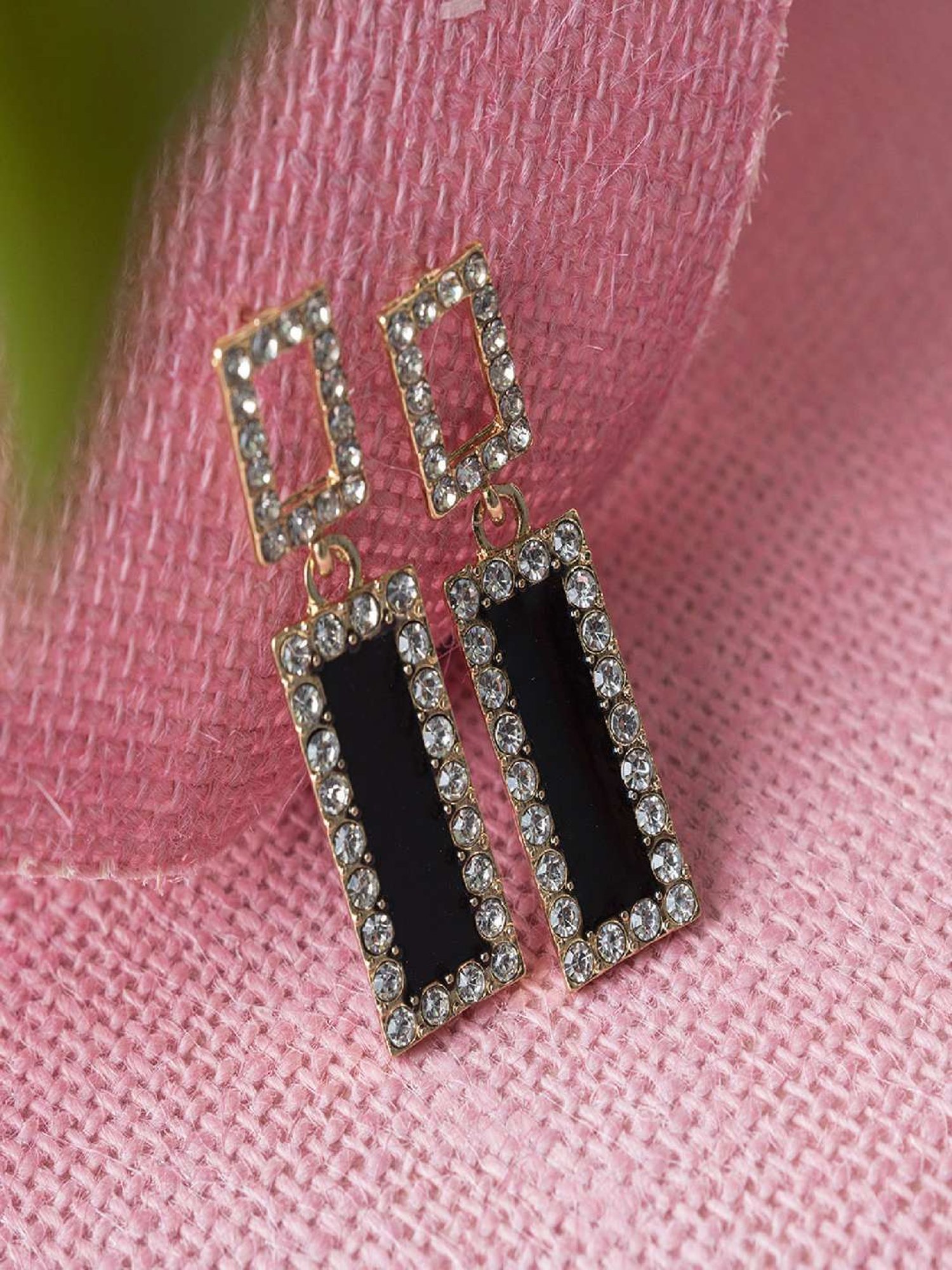 Jewelz Luxerious Black Stone Earrings for Women