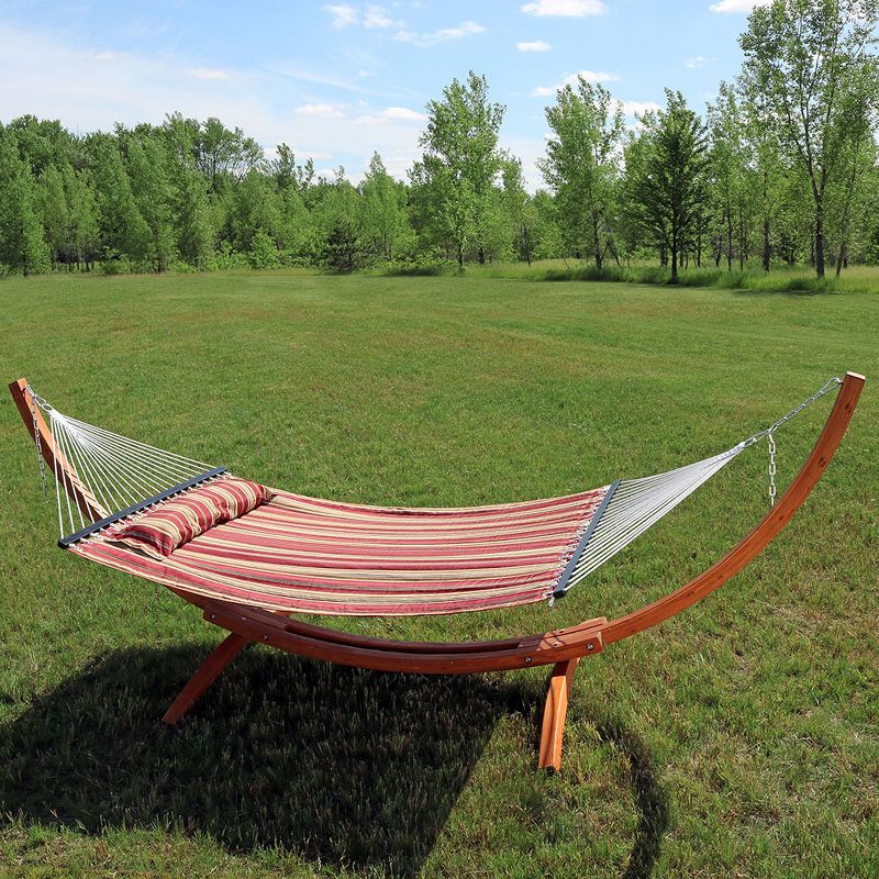 Coronado Double Quilted Hammock Red/Brown Stripe - Smart Living