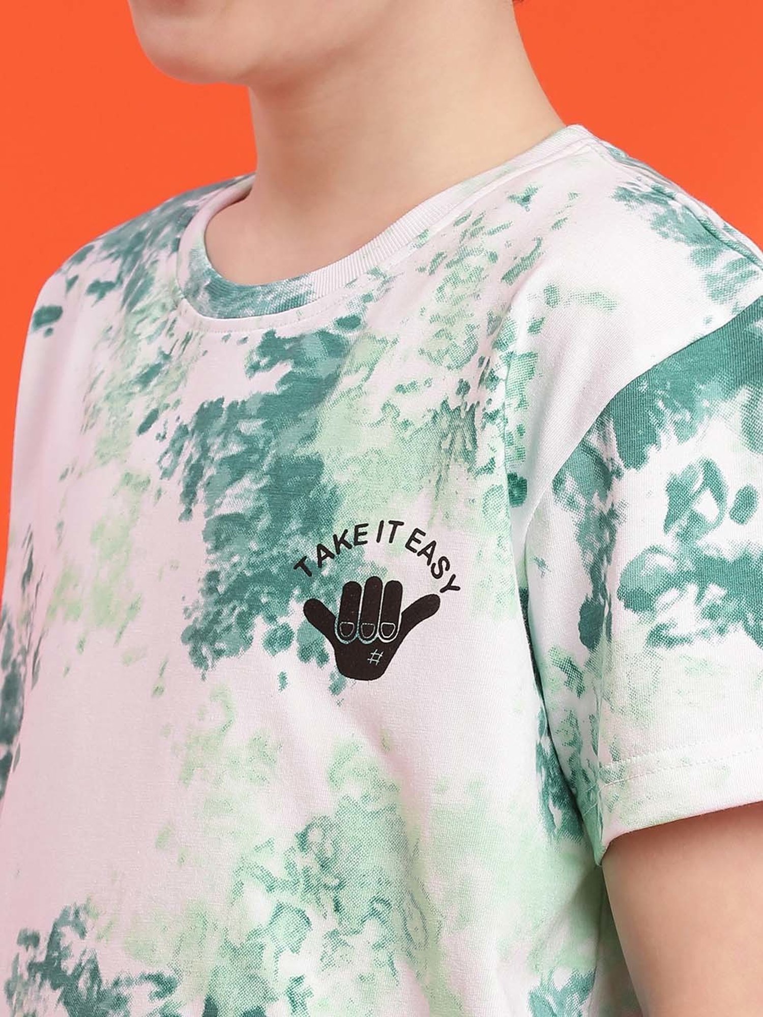 Lil Tomatoes Kids Green & White Over Dyed T-Shirt