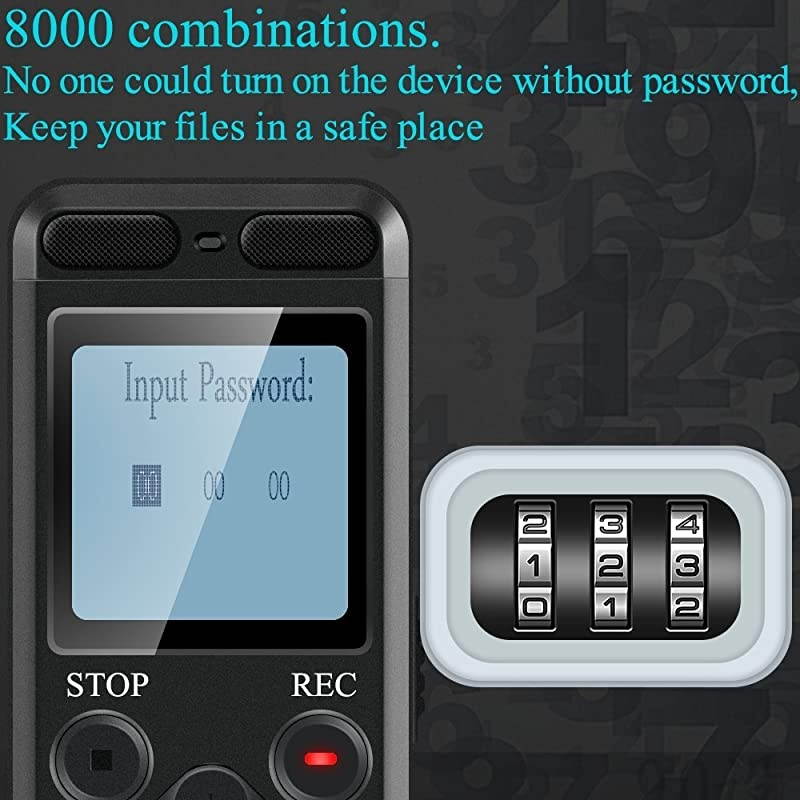 16GB Digital Voice Activated Recorder for Lectures  1160 Hours Sound Audio Recorder Dictaphone Voice Activated Recorder Recording Device with PlaybackMP3 PlayerPasswordVariable Speed