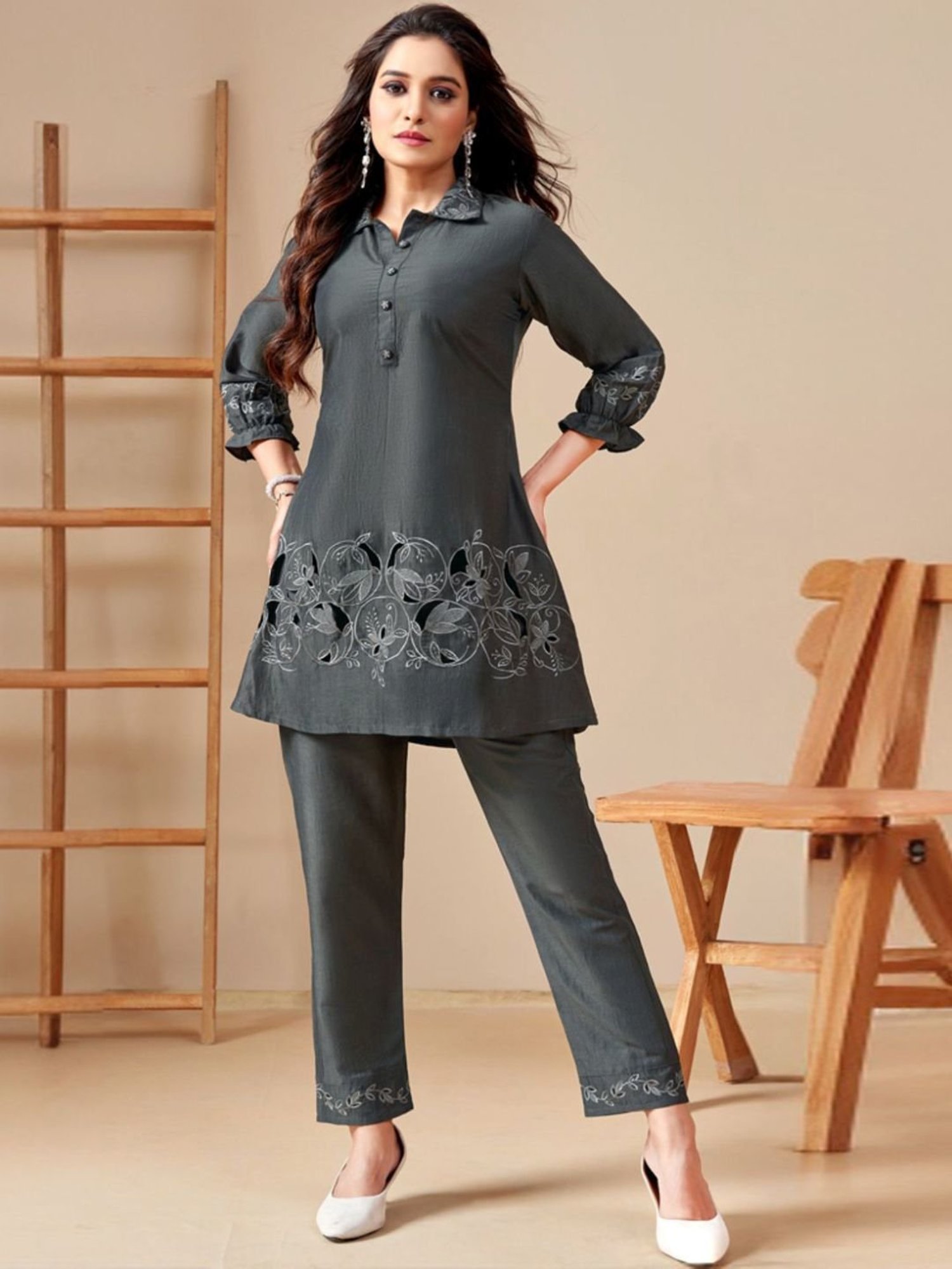 Autumnlane Katrina Charcoal Tunic with Pant Co-ord Set