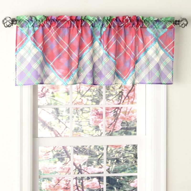 Lakeside Bright Ragged Patchwork Look Window Valance - Farmhouse Window Accent