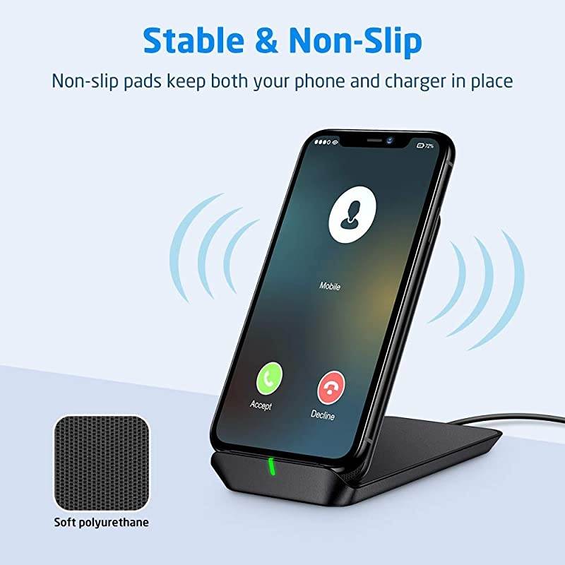 Foldable Wireless Charger, Fast Wireless Charging Stand & Pad, Compatible with iPhone 11/11 Pro Max/SE/XR/XS Max/XS/X, Galaxy S21/S21+/S21 Ultra/S20/S20+/S20 Ultra/Note10, 5W for Pixel 3/4, Black