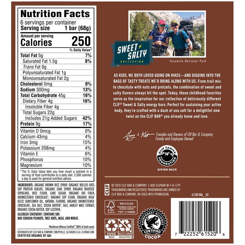 CLIF Bar Sweet & Salty Chocolate Chunk with Sea Salt Energy Bars - 6ct