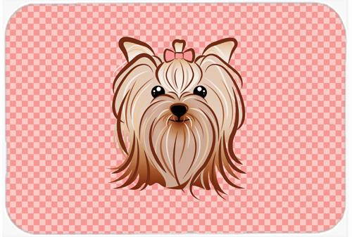 Checkerboard Pink Yorkie Yorkishire Terrier Mouse Pad, Hot Pad or Trivet BB1204MP