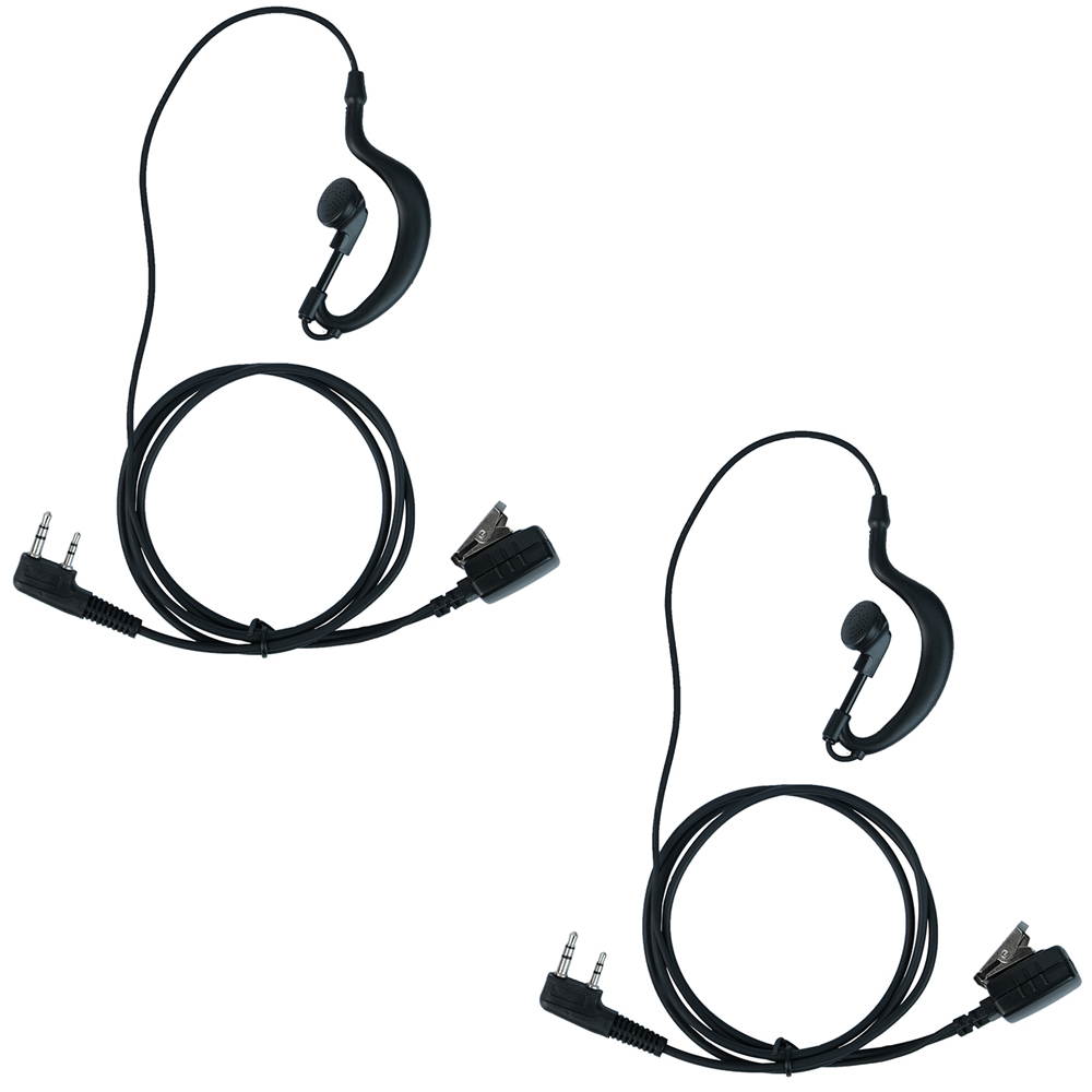 G Shape Earpiece Headset with PTT Mic Compatible with Baofeng UV-5R BF-888S BF-F8HP BF-F9 UV-82 UV-82HP UV-82C TK-2107 TK-3107 Kenwood Walkie Talkies Two Way Radio 2 pin(2 pack)