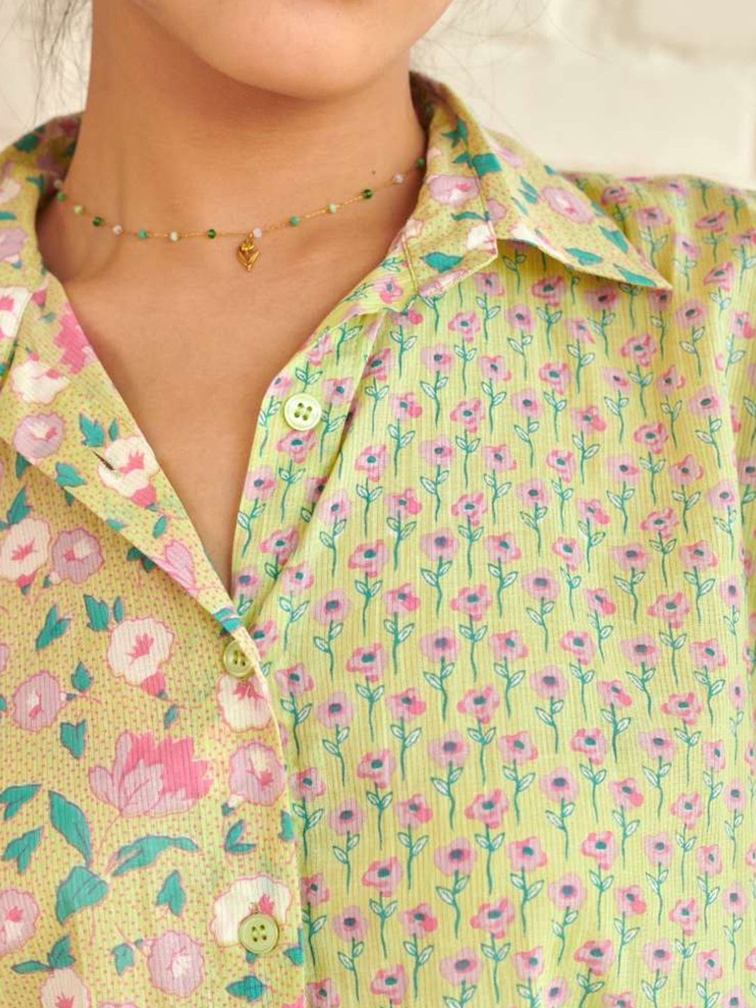 Prakriti Jaipur Green Lily Oversized Shirt