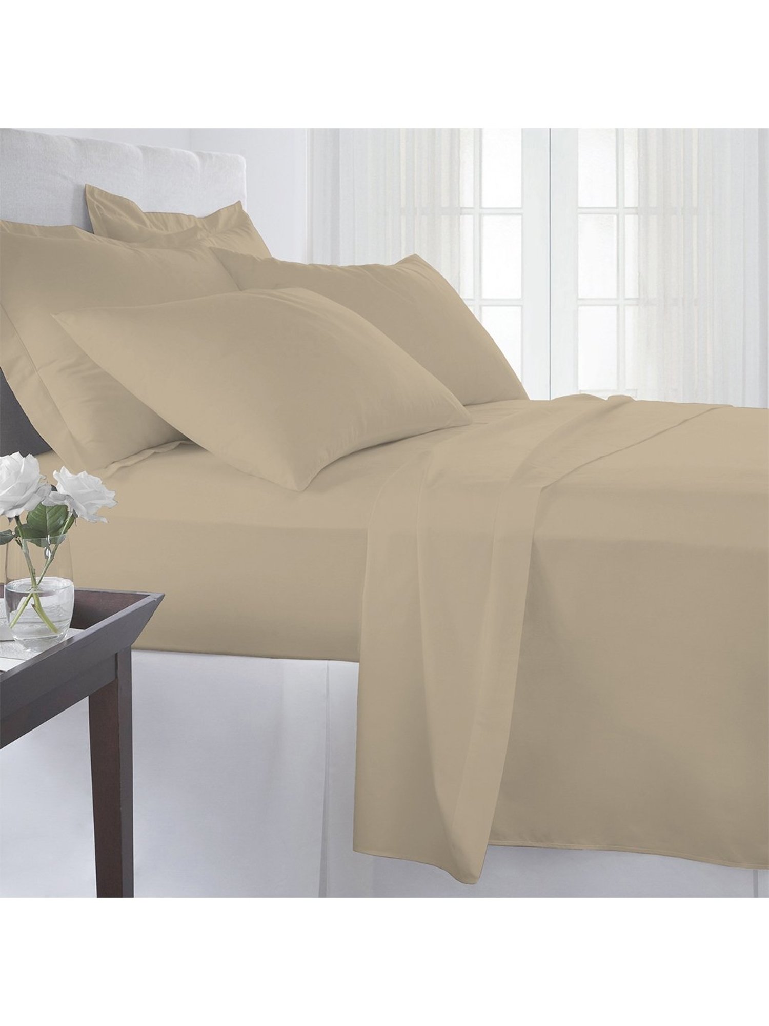 Pizuna Beige 400 TC Cotton Simply Taupe Bed Sheet
