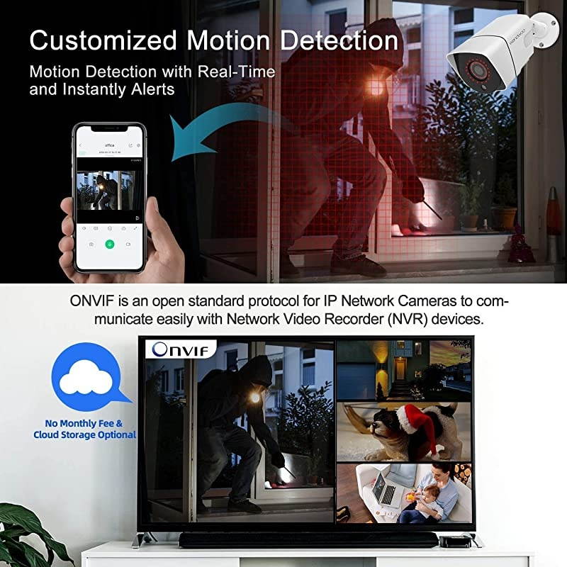 5MP 2TB? PoE 5MP Home Security Camera System, 8 Channel Camera Systems with 2TB Hard Drive and 8Pcs 5MP(2560 TVL) Outdoor Indoor IP Cameras, Plug and Play, Motion Detection, Night Vision