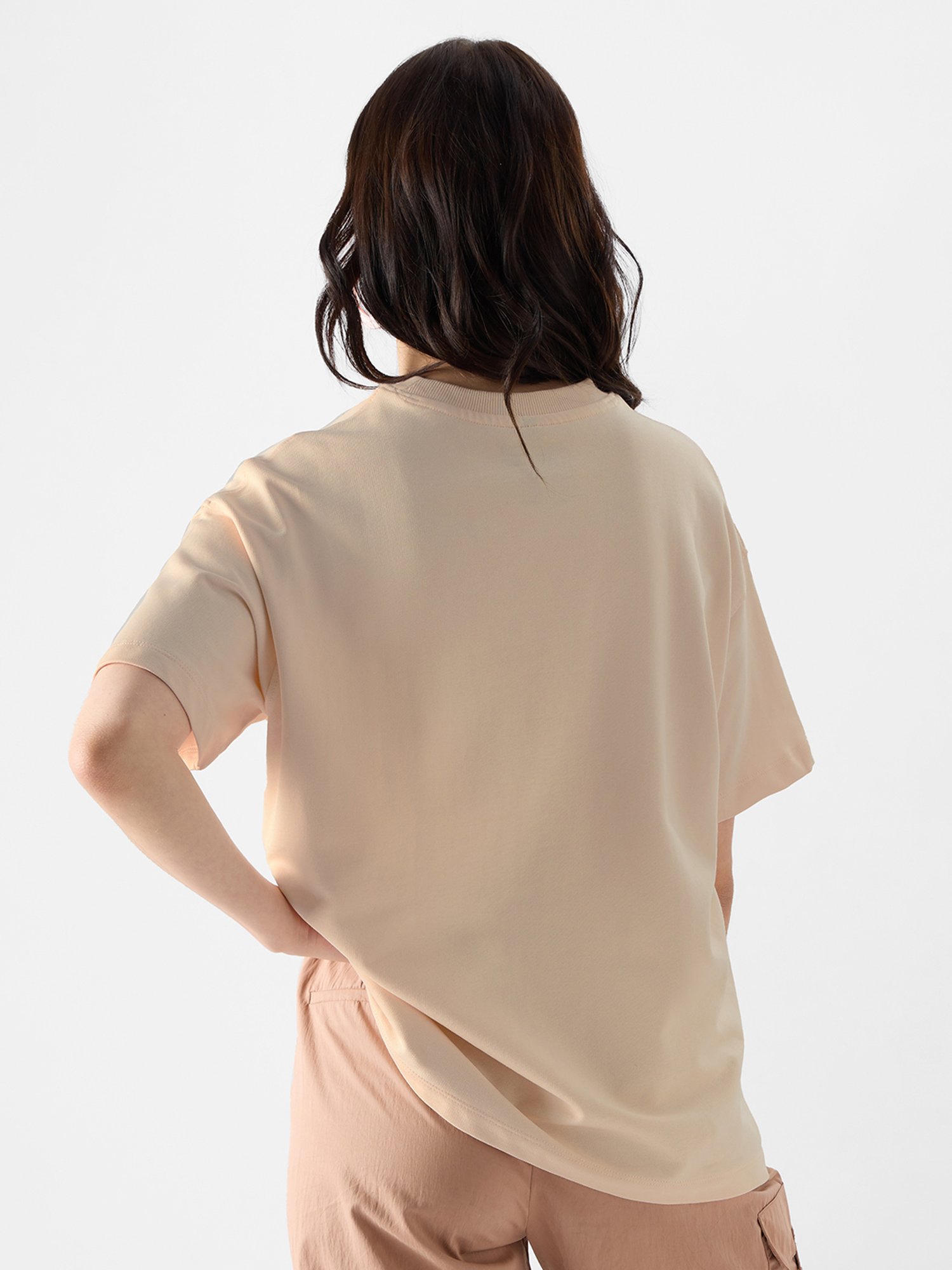 The Souled Store Beige Cotton Graphic Print Oversized T-Shirt