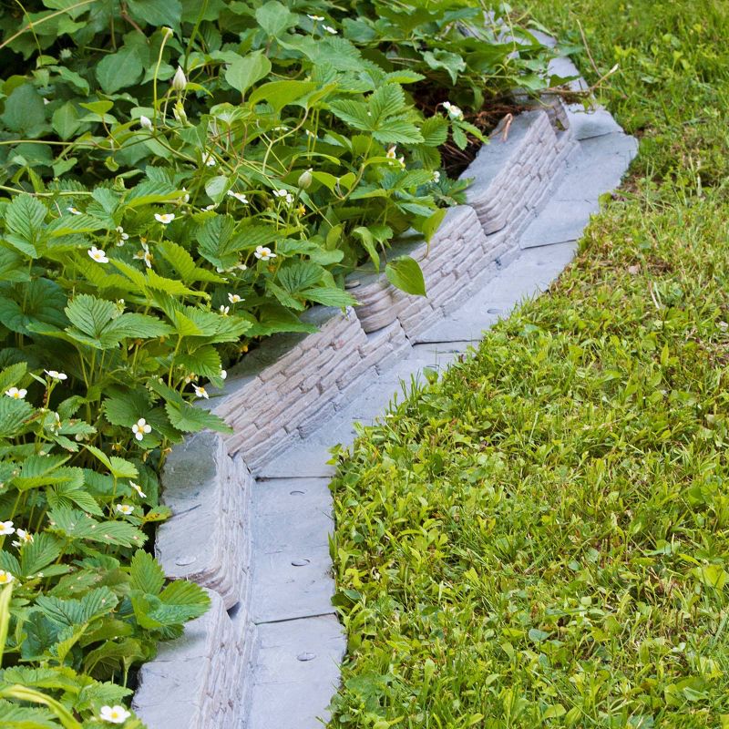 20' Emsco Bedrocks Lawn Edging Wall Slate Color