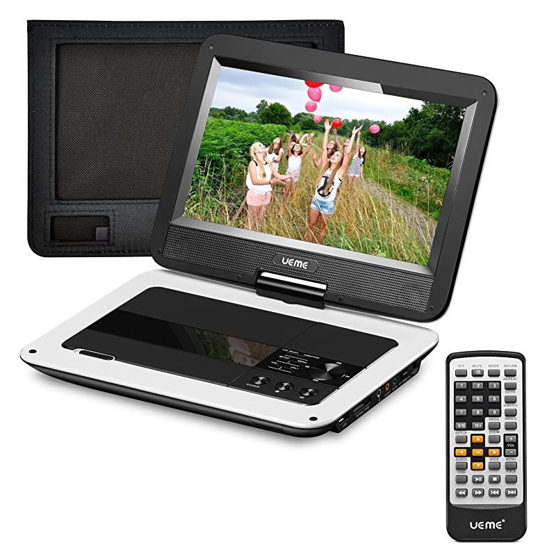 Portable DVD Player with 10.1 inches LCD Screen, Car Headrest Mount Holder, Remote Control, Travel DVD Player (White)