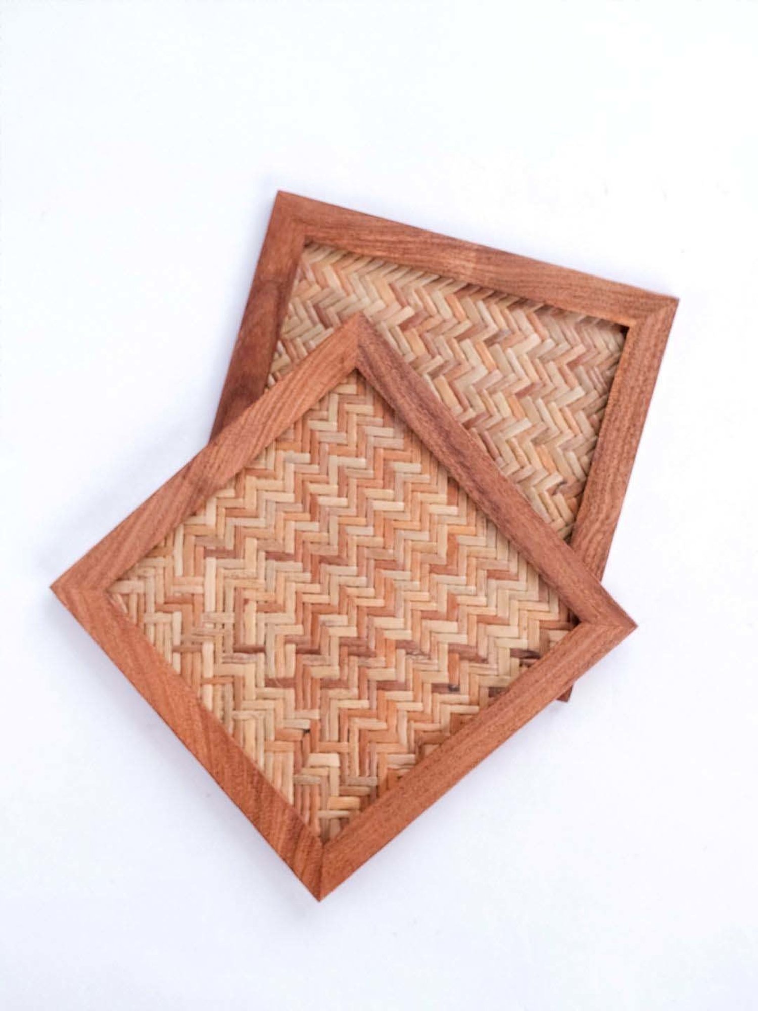 Karo Tapi Printed Multicolor Wood Coasters - Set of 6