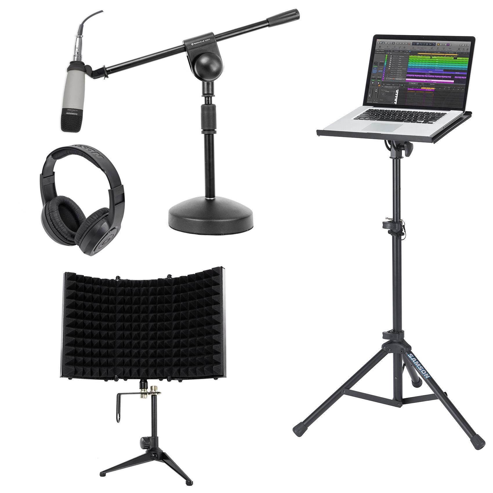 Samson C01 Studio Condenser Recording Microphone Mic+Stands+Headphones+Shield