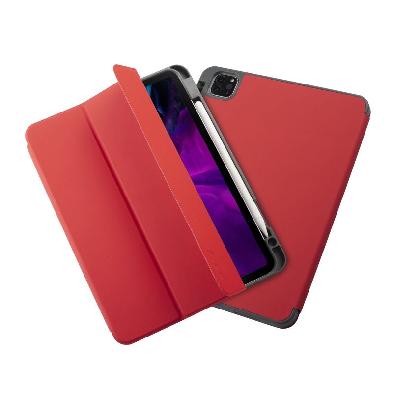 Insten - Soft TPU Tablet Case For iPad Pro 12.9" 2020, Multifold Stand, Magnetic Cover Auto Sleep/Wake, Pencil Charging, Red