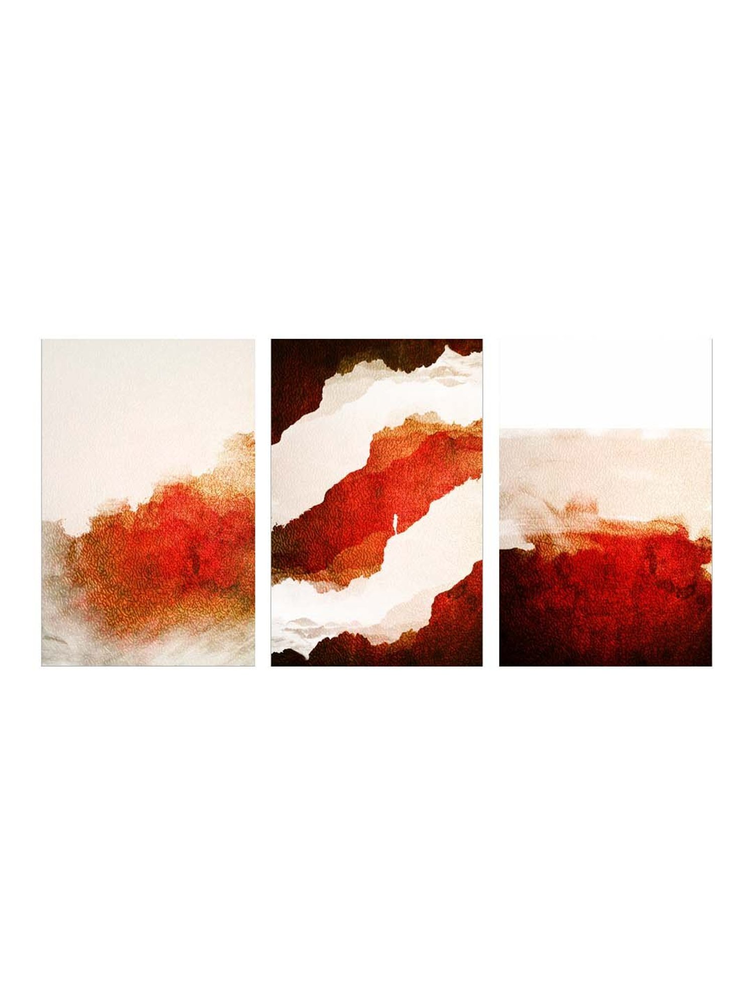 999Store Orange & Beige Abstract Art 3 Frame Canvas Paintings