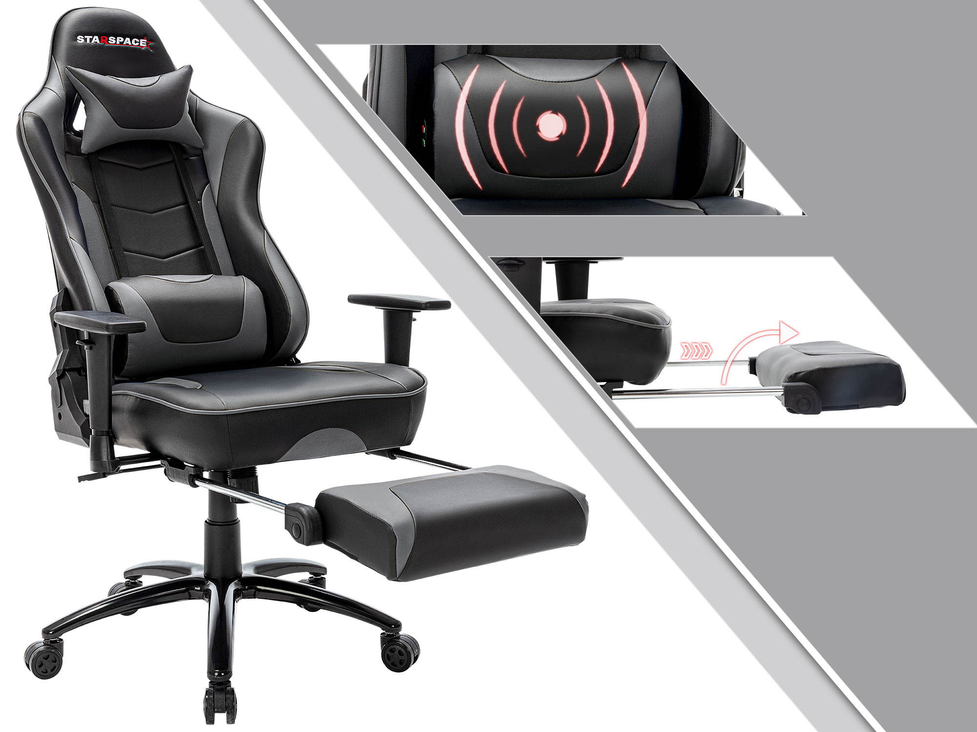 STARSPACE Adjustable Lumbar Support Footrest Gaming Chair with Racing Ergonomic Desk Chair