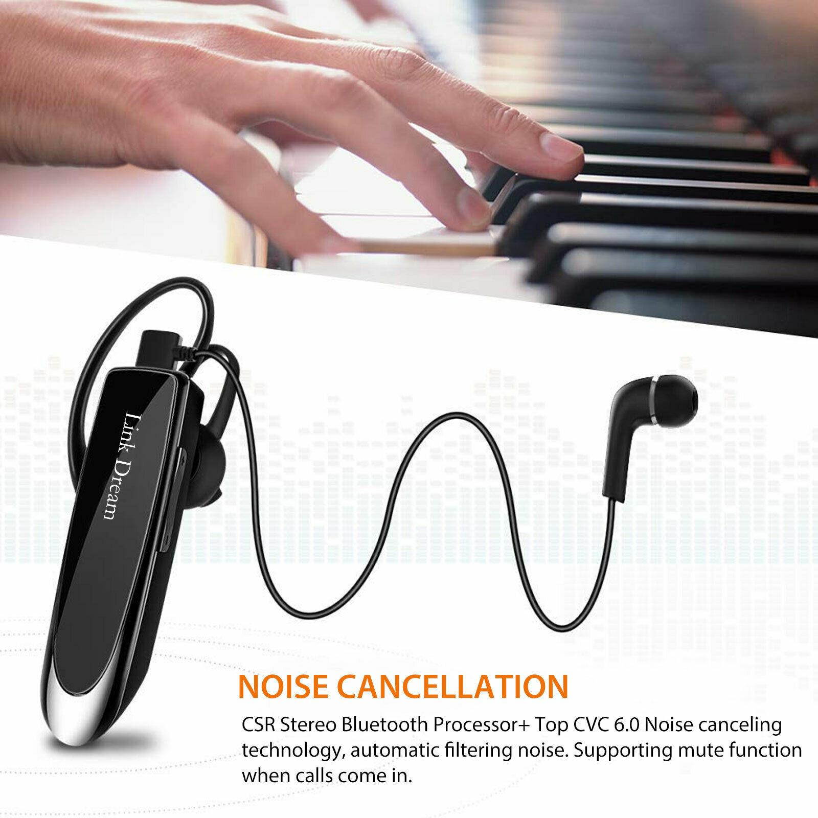 Wireless Bluetooth Noise Cancelling Trucker Headset Earpiece For Driving Black