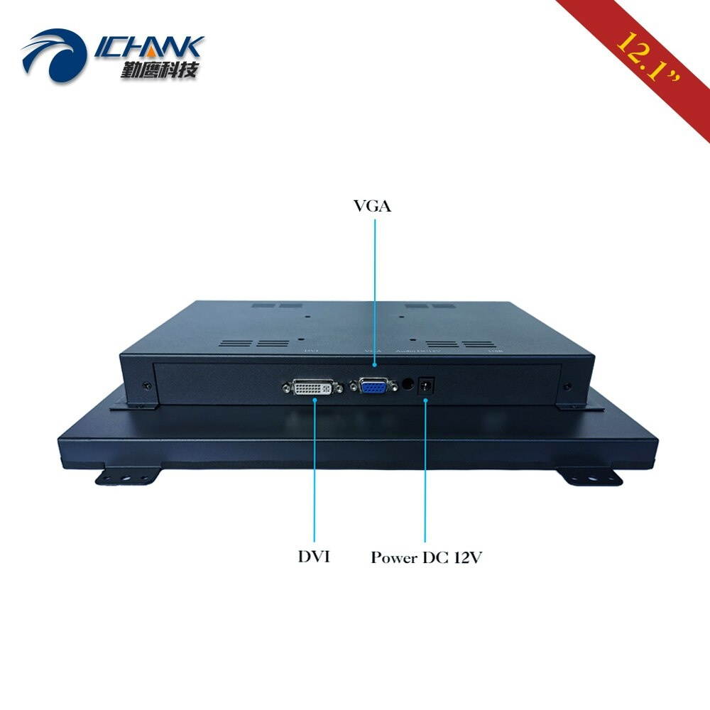 K120TN-DV2/12.1" inch 1024x768 4:3 Metal Shell Open Frame DVI Monitor/12" VGA Embedded Power On Boot LCD Screen Display Monitor