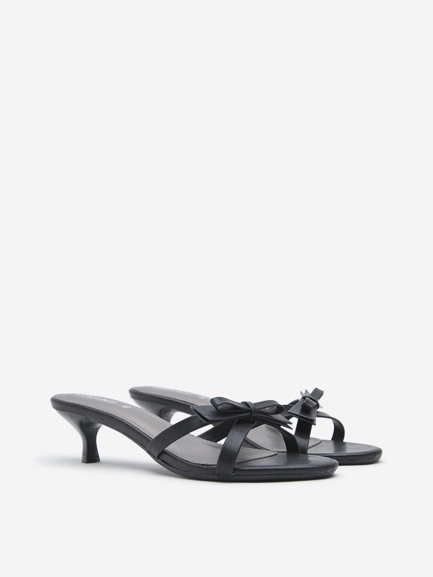 LUNA BLU by Westside Black Bow-Detailed Kitten Heel Sandals