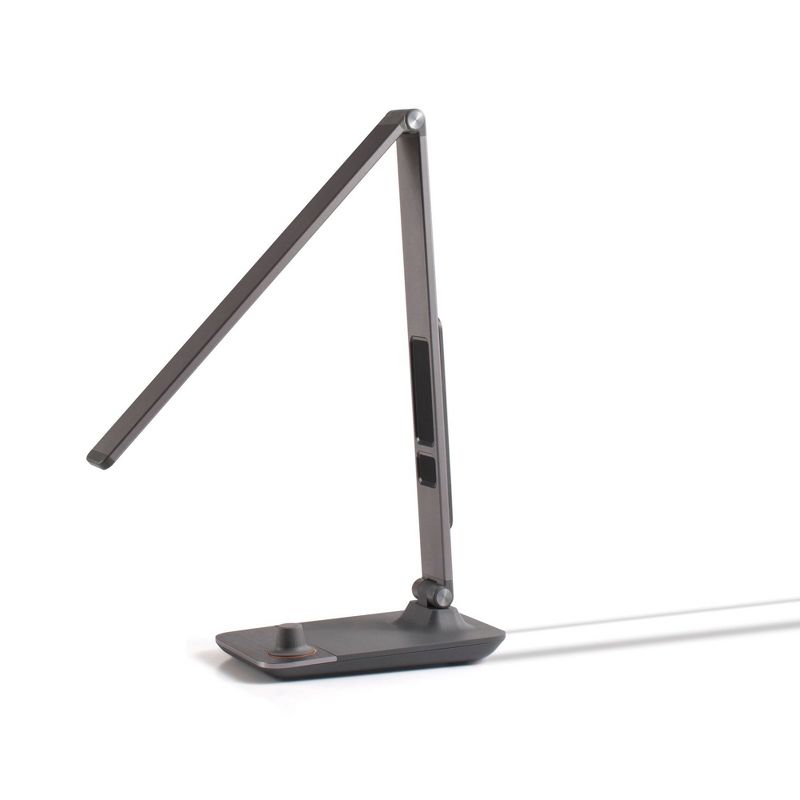 INNOKA Aluminum LED Desk Lamp, Adjustable Table Lamp with USB Charging Port for Home Office, 5-Level Dimmer, Built-in Clock, Calendar, Thermometer