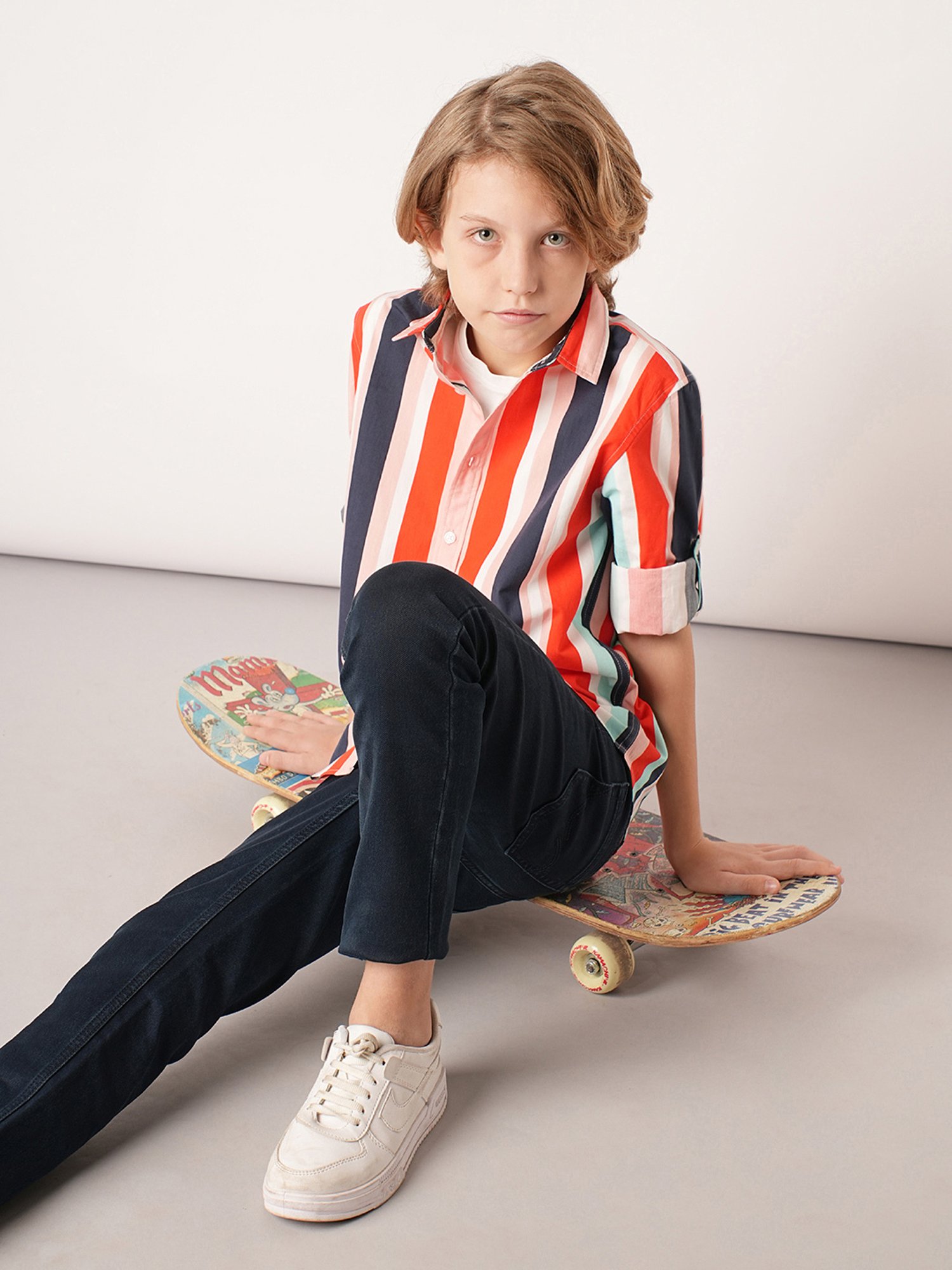 Jack & Jones Junior Multicolor Striped Full Sleeves Shirt