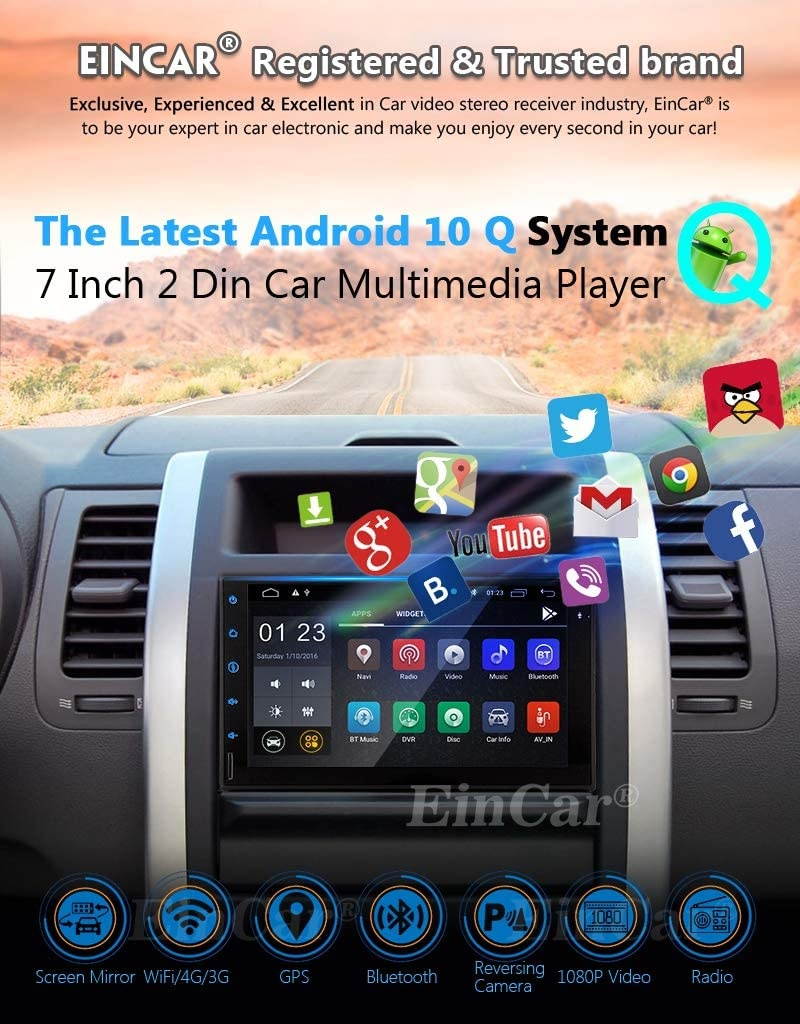 Android 10.0 Car Stereo with Backup Camera Double Din Car Radio 7 Inch Touch Screen Radio in Dash Head Unit 2 Din GPS WiFi USB SD AM FM RDS Phone Mirror