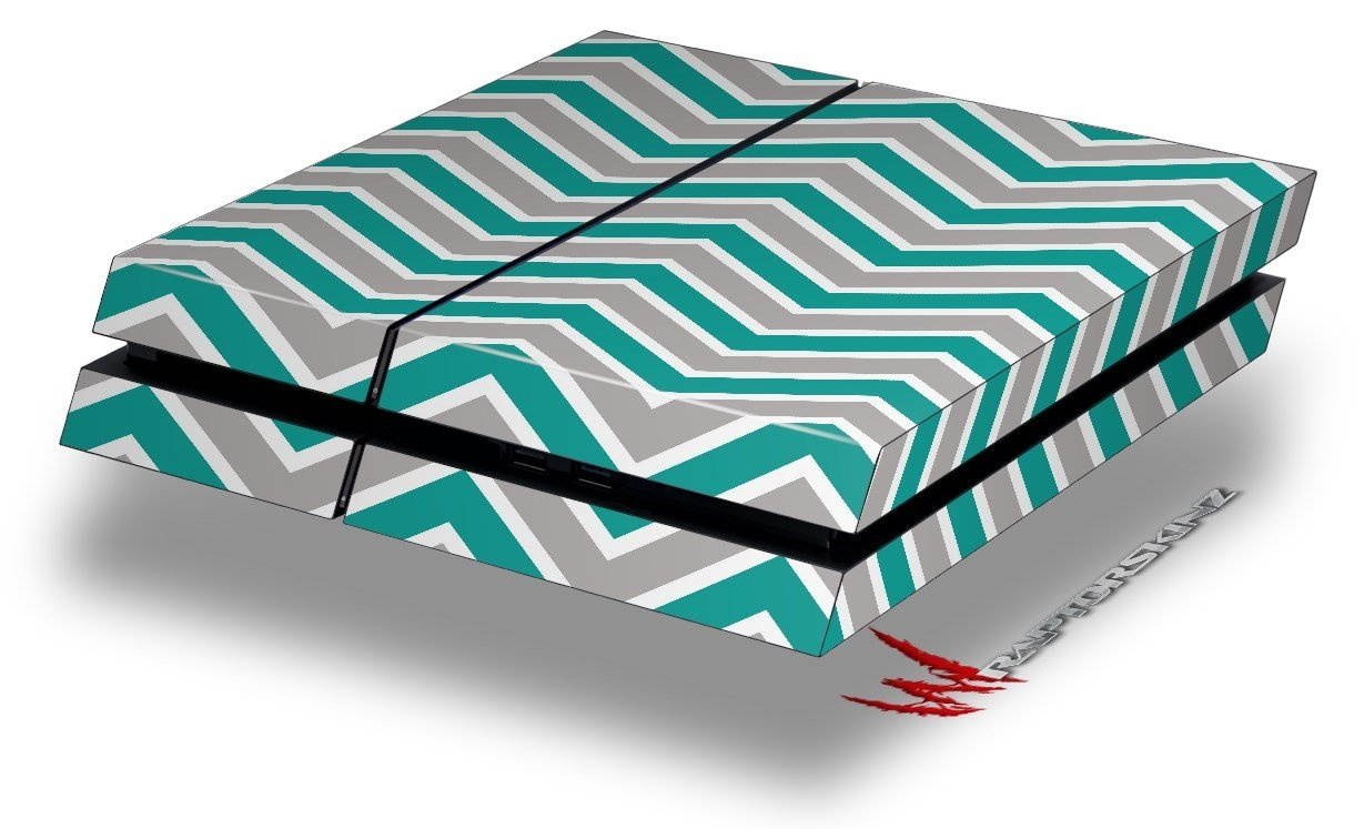 Zig Zag Teal and Gray - Decal Style Skin fits original PS4 Gaming Console