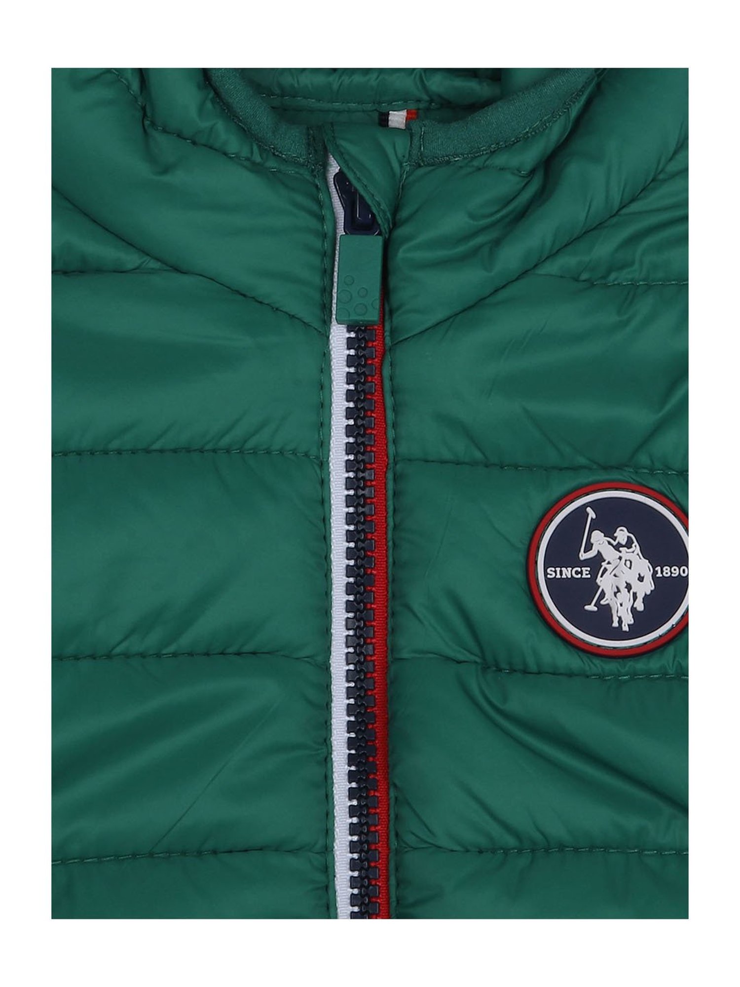 U.S. Polo Assn. Kids Green Quilted Full Sleeves Puffer Jacket