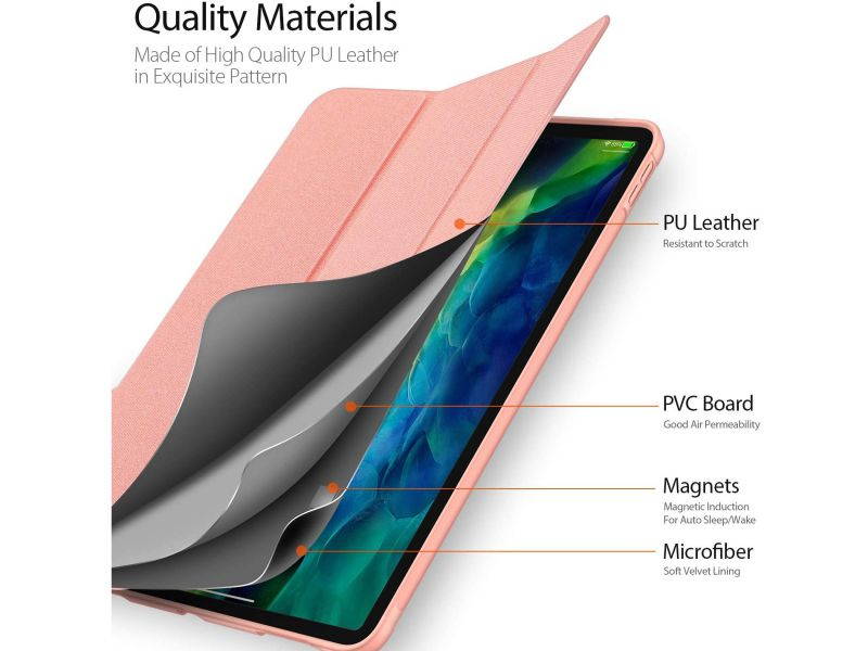 Leather Case for Pro 12.9 2020/2018,Trifold Smart Case with Auto Sleep/Wake,Slim Cover with Stand Pen Holder Soft TPU Back Cover,Support wireless Charging